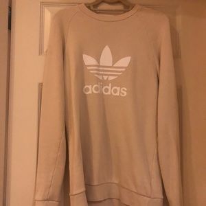 Adidas Beige and White Sweatshirt Dress